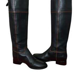 Tory Burch Black Leather Over-the-Knee Boots